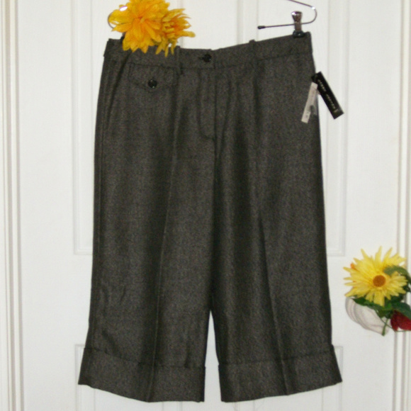 LARRY LEVINE Cropped Tweed Pants Black & White NWT - Picture 1 of 8